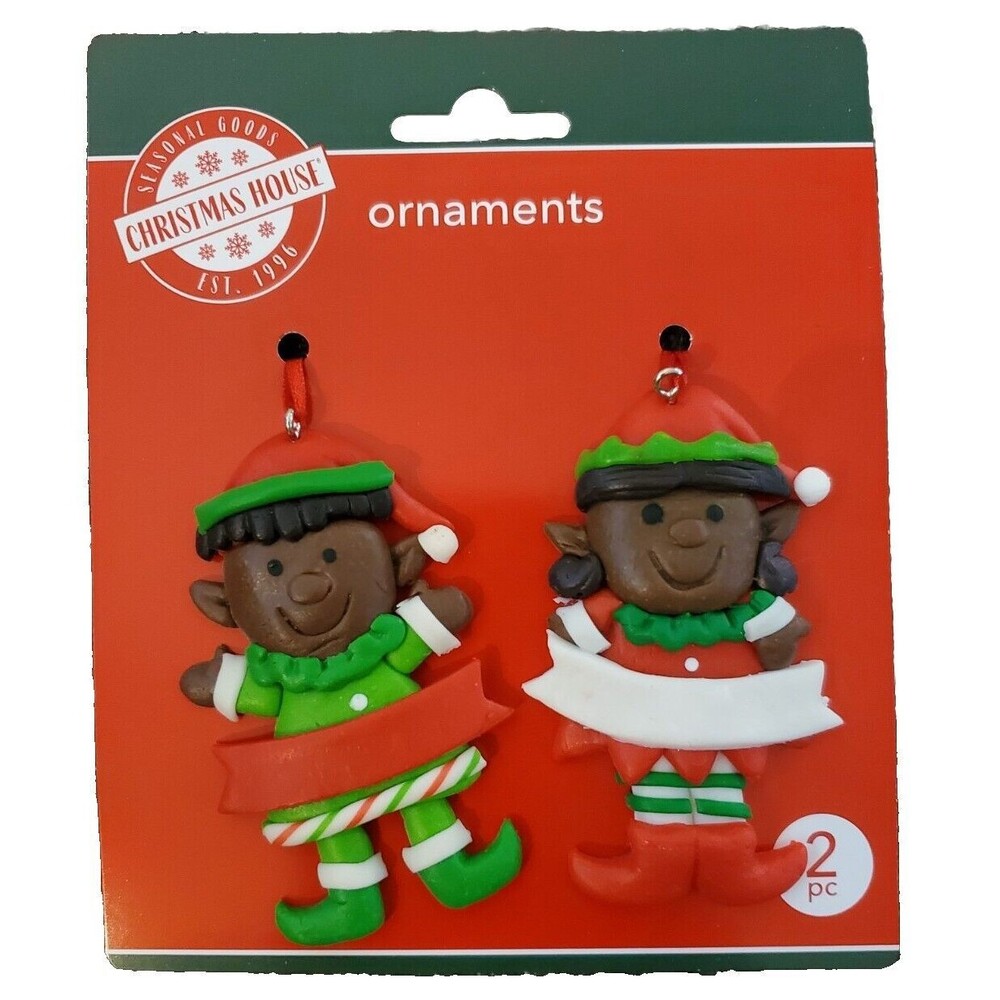 African American Elf Customizable Ornament Stocking Tag Boy Girl 4 In